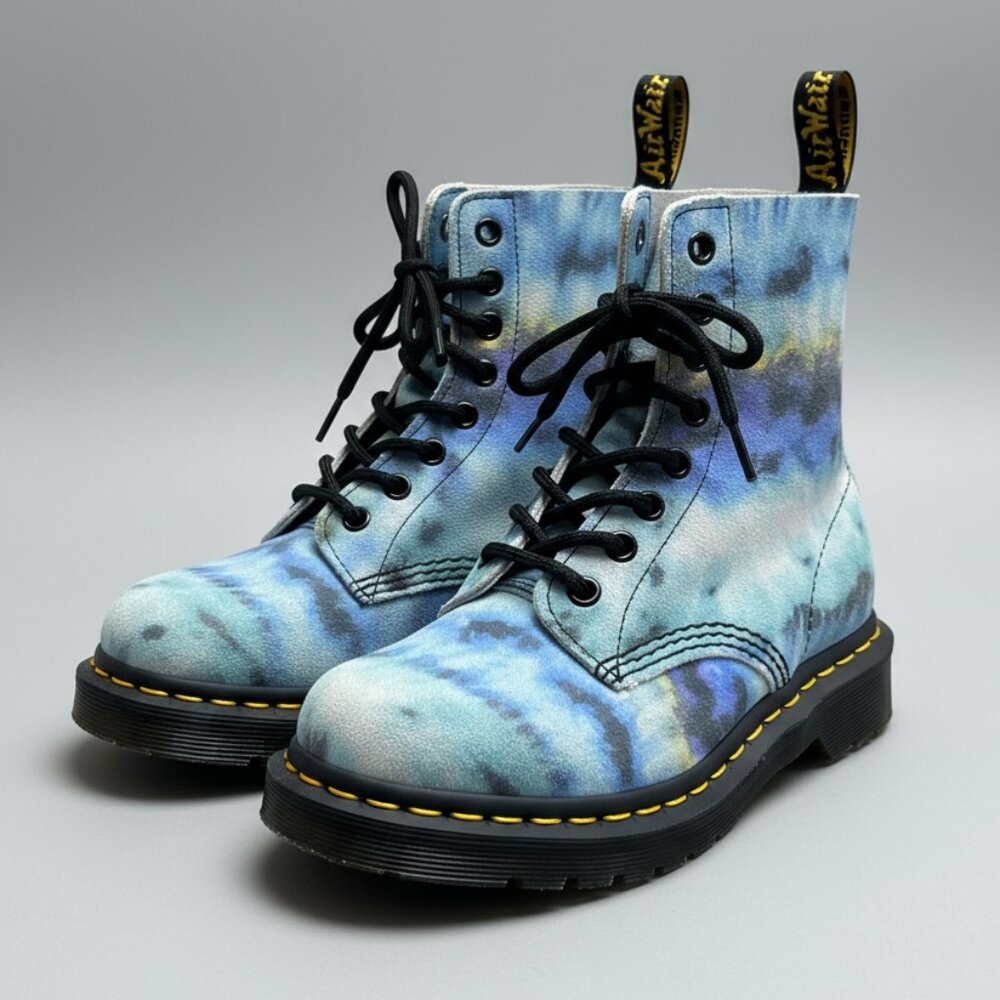 Doc Martens blue tie dye Pascal boots, size 5, LIKE NEW!